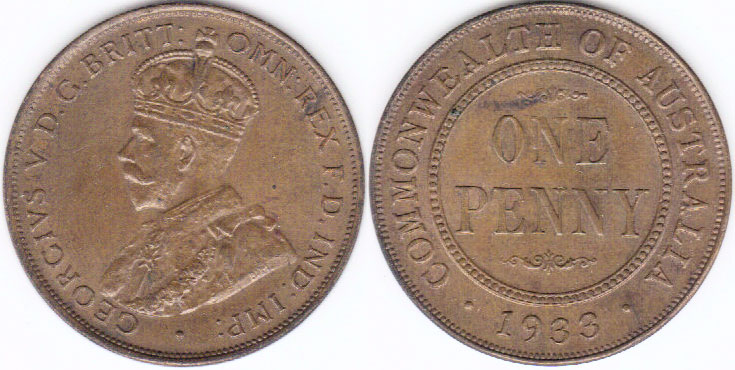 1933 Australia Penny (EF) A001255